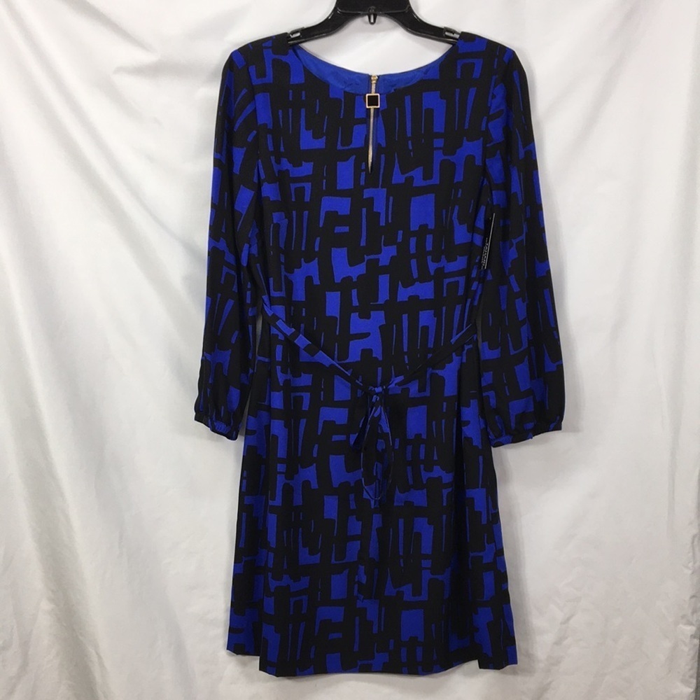 Tahari Women’s Alina Cobalt Blue and Black Sheath Dress Size 8 NEW With Tags